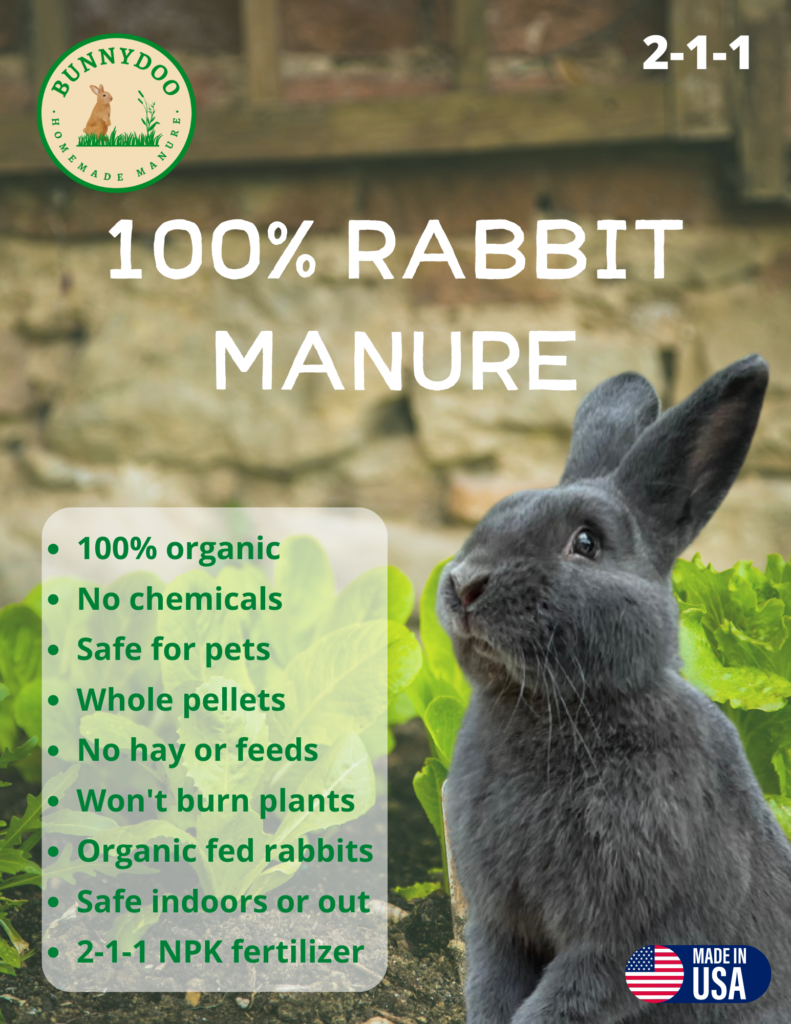 Image of a Rabbit Manure Label with a Dark Grey Rabbit.